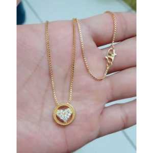 Abee Acc-1444 Aksesoris kalung Love bingkai perhiasan Wanita titanium mata Zircon 45cm