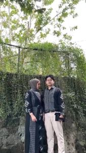 SET COUPLE RALINE SIRIUS BLACK - BAJU TENUN COUPLE PASANGAN