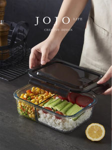 JOJOS L. PD. Heat Resistant Glass Lunch Box Microwave Safe for Office Workers Long Rectangle Shape Food Storage Container
