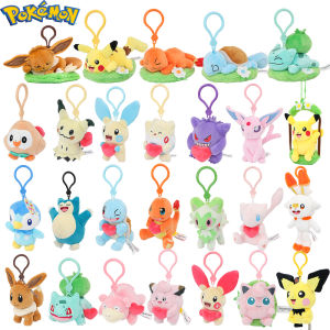 Original Pokemon Espeon Clefairy Jigglypuff Piplup Keychain Plush Toys Snorlax Mimikyu Sprigatito Fuecoco Stuffed Pendants Gifts