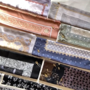 10 Pcs Hijab Segi Empat Voal - Azara Oskara Motif Laser Cut Packing Pouch Metal Logo LC Scarf Azara Superfashion