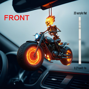 1PCS Charming Flame Skull Motorcycle Home Decoration Ideal Car Rearview Mirror Key Storage Bag Suspension Decoration