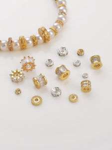 Copper Plated 24K Gold Spacer Beads Pad Spacer Bracelet Wristband Necklace Star Moon Padauk Accessories Fashion Jewelry