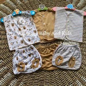Serian coklat 3 Setelan Baju bayi kutung Newborn