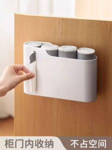 Kitchen Cabinet Door Trash Bag Storage Box Wall Mounted Household Pantry Fresh Film Rack Plastic Bag Drawer Organizer