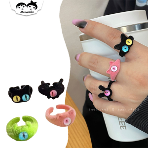 COD Cincin Kucing Bludru Warna-Warni - Sentuhan Fashion Lucu untuk Jari Anda CCN01