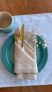1/5/10pcs Hemstitched Linen Khaki Napkins Fabric Napkins Nature Color Dinner Napkins Washable Flax Cloth Napkin Wedding Gift