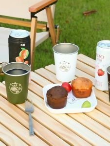 Bộ cốc inox xếp gọn có túi đựng phong cách dân tộc dùng đi cắm trại dã ngoại trong nhà văn phòng chính hãng