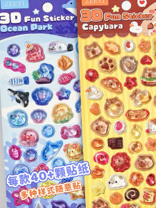 3D Relief Stickers Children Girls Cartoon Animal Gem Crystal High Transparent Cute Guka Decal Toys Fun Mobile Phone Case DIY Decoration Small Pattern