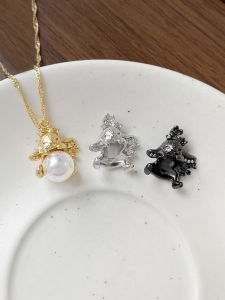 จี้ลูกปัดกระต่ายลำลองทองแดงชุบทองแท้ทำมือ จี้ไข่มุก DIY อุปกรณ์เครื่องประดับแฟชั่น