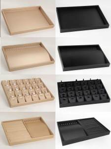 Gold And Black PU Leather Jewelry Display Tray Ring Necklace Earring Counter Service Plate Fashionable Accessory Storage