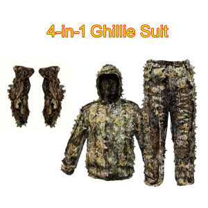 Hunting Suit Jungle Leaves Lightweight Camouflage Ghillie Suit  With Hood Outdoor Photography Watching Bird Cloth Costume