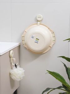 FM UFORU ประหยัดพื้นที่ พลาสติกใบหน้าชั้นวางถาดห้องน้ำห้องน้ำหลุมฟรีถ้วยดูดที่แข็งแกร่งตะขอผนังประหยัดพื้นที่อ่างล้างหน้าชั้นเก็บDD2457ประหยัดพื้นที่