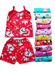 3 Pairs Printed Terno Shorts for Girls Spaghetti & Short Cotton Spandex 1-7 years old Comfortable & Stylish