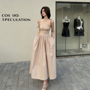 Stunning French Design Off-Shoulder Sleeveless Wrap around Long Summerdress Female High Belt Wide Hem A-Line Midi Skirts