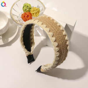 New Wide Lace Edge Laffey Grass Hairband Simple Crossed Knotted Grass Woven Hair Clip Fashionable Hair Accessories