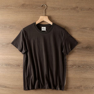 American Style Casual Heavyweight Pure Cotton Summer New Short Sleeve T-Shirt Loose Casual Versatile Dark Grey Half Sleeve T