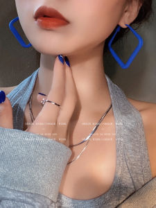 Colorful Square Earrings Womens Fashionable Elegant High-End Spring Summer New Arrival Alloy Plated Silver Gold Jewelry