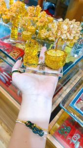 lắc tay nữ vàng tây mix charm như ý nguyện ngọc cẩm thạch tự nhiên lên lắc tay vàng hàng dày vòng tay đá phong thuỷ trang sức thiết kế đủ hoá đơn thẻ bảo hành