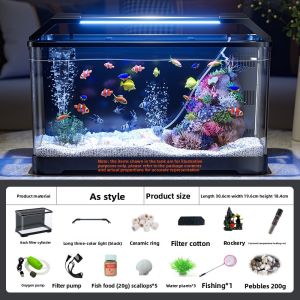 HUICHONG | Tabletop Eco-scene Aquarium with Filtering and Oxygenation Small
