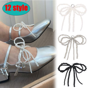 2pcs Fashion Pearl Bowknot Shoe Buckle Ornament DIY Keychain Phone Chain Jewelry Making Supply Shoe Charms Pendant For Sneakers New