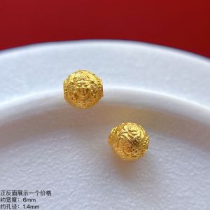 925 Sterling Silver Gilded Accessories Engraved Green Tara round Beads Spacer Waist Beads Loose Beads DIY Buddhist Beads Fashion Accessories