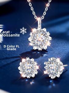 East Beauty | 999 Silver 2 Carat Cubic Zirconia Necklace and Earring Set