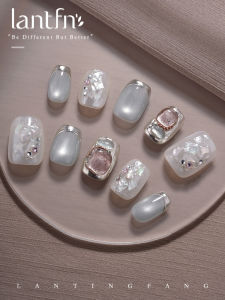 LANTINGFANG | Handmade Clear Cat Eye Nail Stickers Short