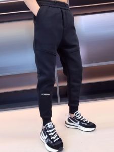 กางเกงวอร์มทรงหลวมเอวยางยืดผ้าผสมคอตตอนสำหรับผู้ชาย ฤดูใบไม้ร่วง/ฤดูหนาว กางเกงขายาวทรงสลิมฟิต ผ้าฝ้ายผสม ระบายอากาศได้ดี