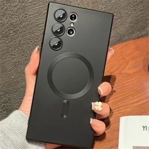 เคสแม่เหล็กแบบด้านสุดหรูสำหรับ Samsung S25 S24 S23 S22 Ultra S21 S20 Plus และเคสสำหรับ Samsung Note 20 Ultra รองรับ Magsafe