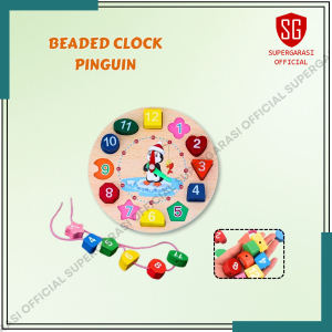 Jam Edukasi Penguin Beaded Clock: Mainan Edukasi Anak & Jam Geometri Interaktif