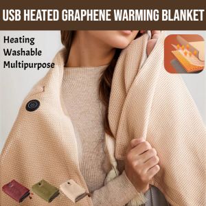 Usb Heated Graphene Warming Blanket Heated Shawl Office Warmth Cover Blanket Electric Heated Shawl Intelligent Temperature Control