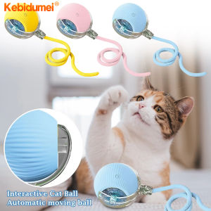 Kebidumei Cat Interactive Ball Toy Automatic Rolling Ball with Tail Rechargeable Smart Pet Interactive Toy Intelligent Mouse for Cat