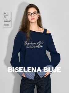 BEIQIANI | Off-Shoulder Design Sense Loose Slimming Faux Two-Piece Womens Sweatshirt