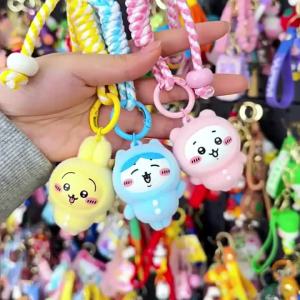 Cute Flocked Chiikawa Key Chain Pendant Hachiware Usagi Doll School Bag Key Chain Pendant Toy For Child Girl Gifts