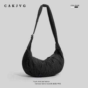 Casual Nylon Dumpling Shape Tote Bag for Women Large Capacity Single Shoulder Crossbody Sport Canvas Bag by CAKJVG