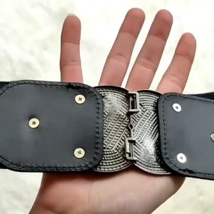 WOMENS RETRO DESIGN ELASTIC STRETCH BUCKLE WIDE WAIST BELT WAISTBAND DIAROLA CORSET BELT BELT FOR WOMEN PU Leather Dress Coat Decorative Belt (MERHCANDISE777)