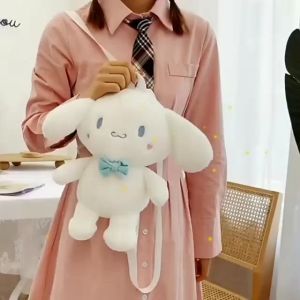 Tas Ransel Wanita Boneka Cinnamoroll Tas Rangsel Melody Cinamorol Bulu Halus Motif Kartun Hewan