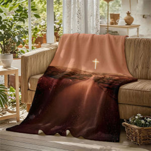 Cross Glowing Desert Road Flannel Blanket Perfect for Sofa Office Bed Travel Sleep Read Relax Camping Four Season Use