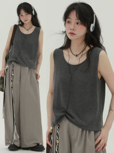 Rare Womens Loose Linen Vest American Style Outerwear Retro Layering Sleeveless Top Fashionable Commute Pure Color Design