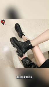 Katerina Fashion Chic Pu Leather Ankle Boots Shoes With Square Toe And Belt Zipper Thick Heel For Women #K-2033