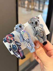 Cute Bear Hair Clip Diamond Embedded Hair Accessories Womens Side Clip Fashionable Japanese Style Crystal Hair Grips