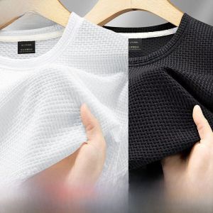 Ice Silk Thin round Neck Short Sleeve T-Shirt Mens Fashion Simple Match Handsome Breathable Lightweight Solid Color Top