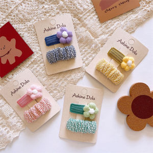 Adorable Knitted Fabric Flower Hair Clips for Children Baby Girl Front Bangs BB Sea Clip Toddler Side Hair Accessories Korean Style