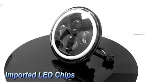 7Inch LED Headlights Angle Eyes Ring Halo DRL Hi/Lo Beam 60W Halo For Motorcycle 4x4 UAZ 12-24V