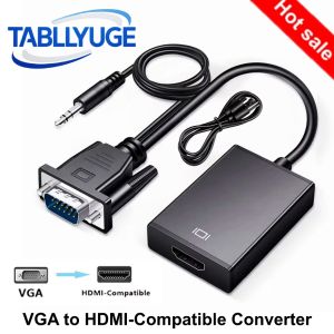 HD VGA to HDMI-compatible Converter Adapter VGA Male to HDMI-Compatible Female Cable with Audio Output for Laptop TV Projector
