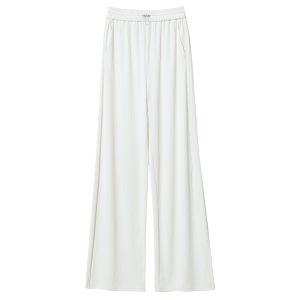 AMII | Versatile Elastic Waist Ribbed Loose Trousers for Women
