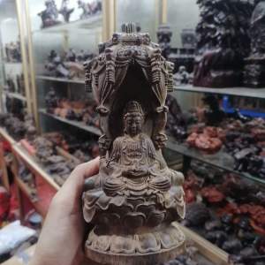 实木越南芽庄沉香木高12公分西方三圣阿弥陀佛三圣摆件Solid wood Vietnamese Nha Trang agarwood 12cm tall Western 3 Saints Amitabha Buddha figurine