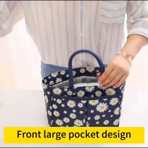 Large Capacity Daisy Bento Bag Reusable Cute Tote Lunch Box For Teenagers And Workers At School Classroom Canteen Back To School Leakproof Cooler Lunch Bags For Work Office Travel School Picnic