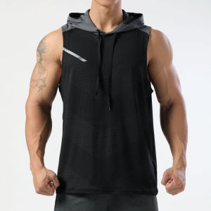 Summer Fitness Sport Vest for Men Quick Drying Breathable Moisture Absorbent Super Elastic Sleeveless Running Shirt